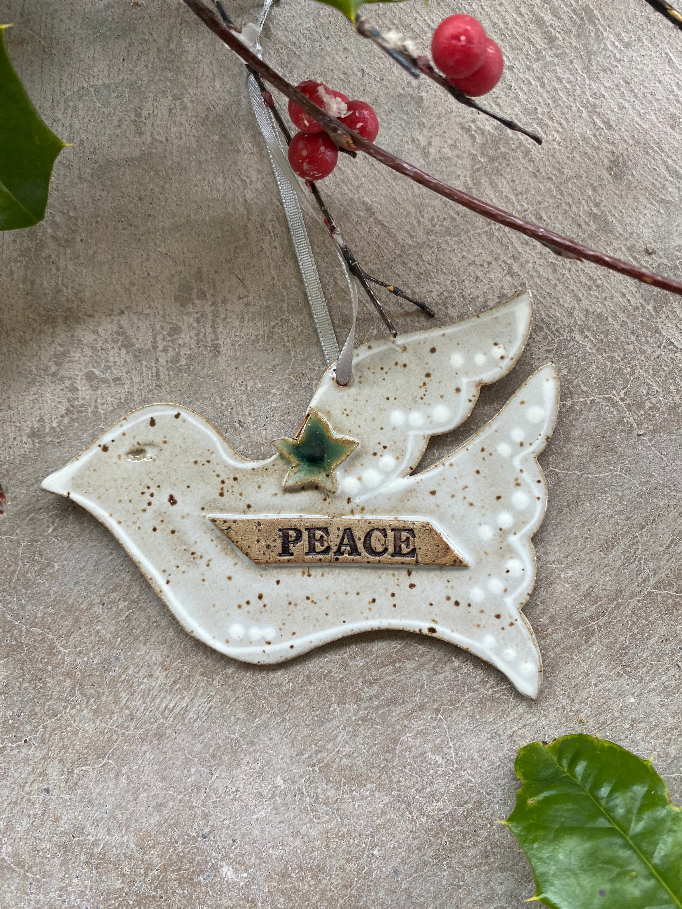 Christmas holiday Ornament: Peace Dove – Stonehouse Pottery - Emily ...