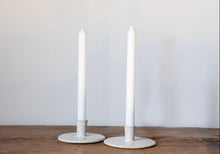 Load image into Gallery viewer, Modern taper candlestick holder candle candles speckled white ceramics pottery clay
