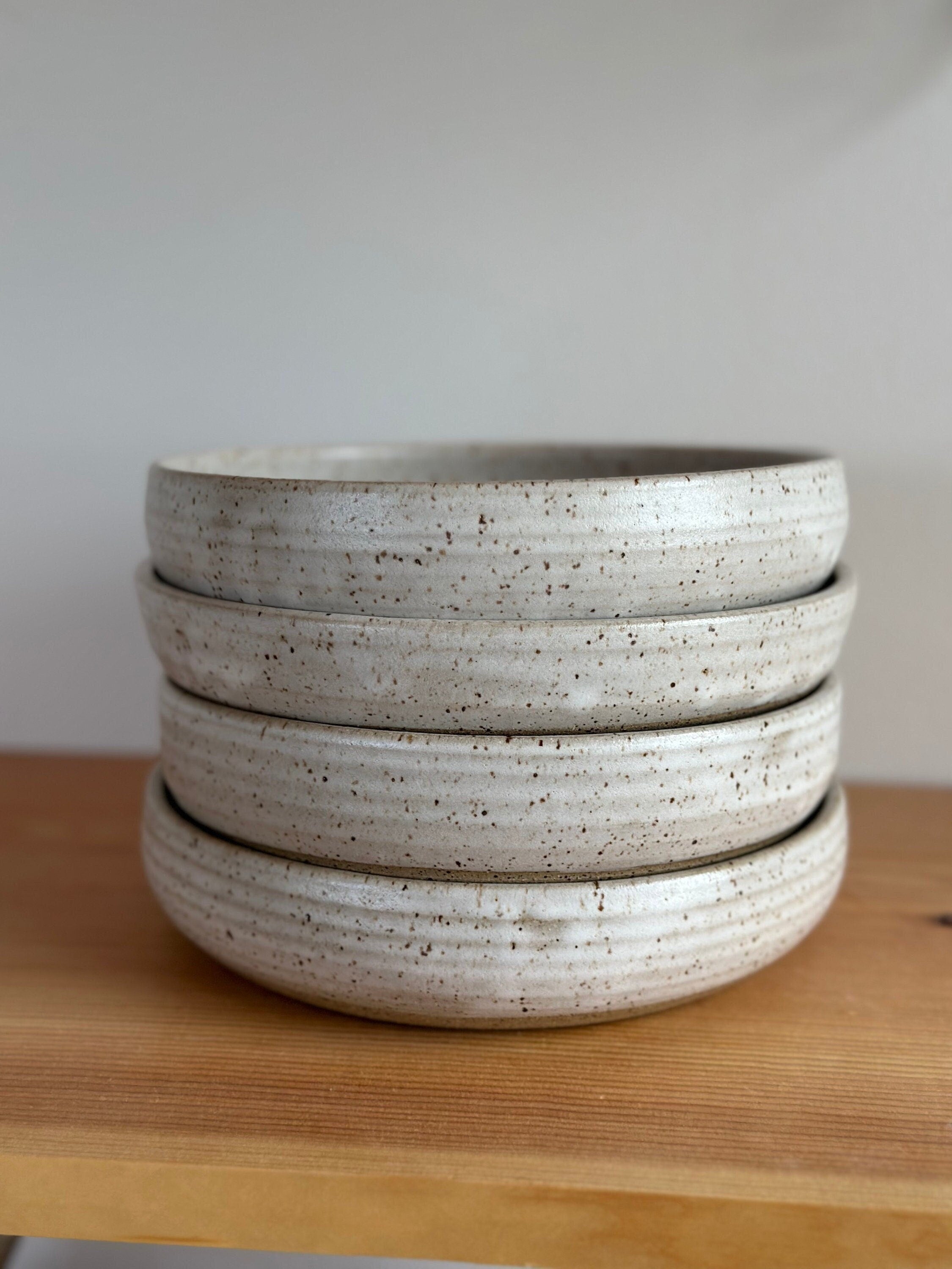 Set of 4 hand thrown pottery stoneware clay bowls – Stonehouse Pottery ...